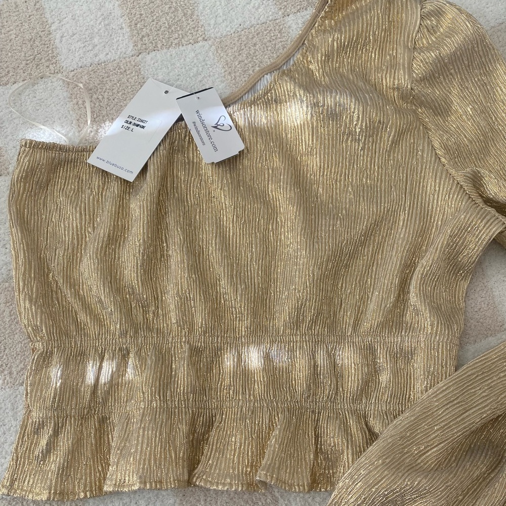 Windsor gold shimmer one shoulder blouse